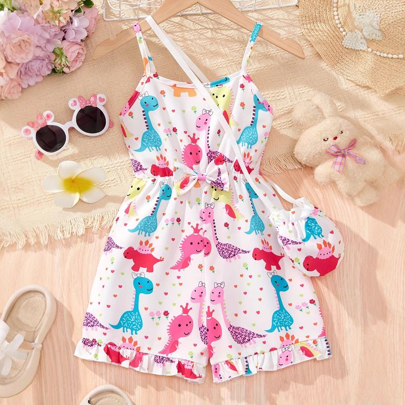 Kids’ Clothing Girls Summer Jumpsuit Children's Dinosaur Pattern Jumpsuit_voghion.com