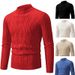 Trendy Oversized Sweater For Men - Vintage Cable Knit Design Pullover | Soft Polyester Blend | Machine Washable | Sizes (White/Black/Red/Khaki/Blue)_voghion.com