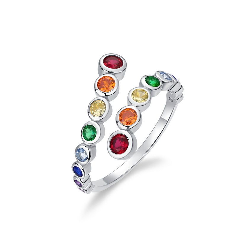 Regenbogen blase ring weibliche S925 silber intarsien farbige edelstein öffnen index finger ring persönlichkeit_voghion.com