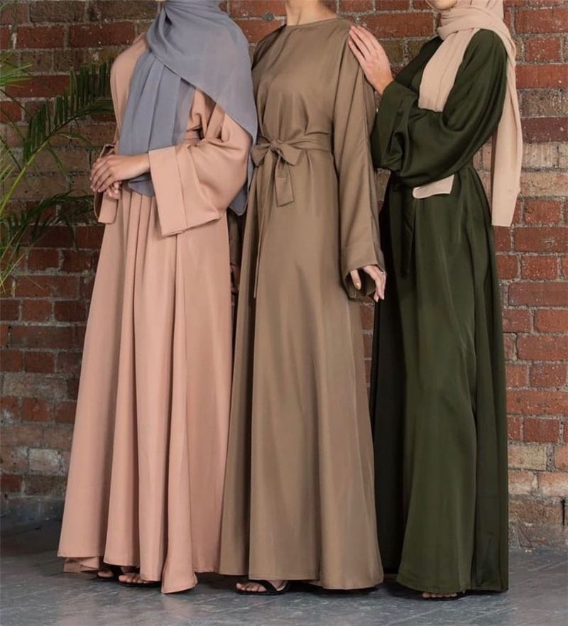 Women's clothing Muslim pullover, round neck, wide swing, temperament, high waist, solid color commuter _voghion.com