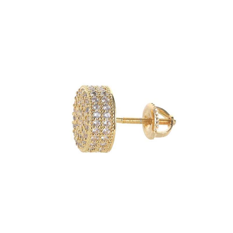 Women's Jewelry Hip Hop Earrings Copper Micro Inlaid Zircon Double Layer Round Simple Personality Hiphop Male And Female Earrings_voghion.com