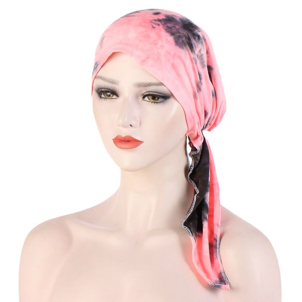 nuovo cappello con foulard in stoffa a fiori curvi a due code, cappello con foulard musulmano semplice, cappello chemioterapico_voghion.com