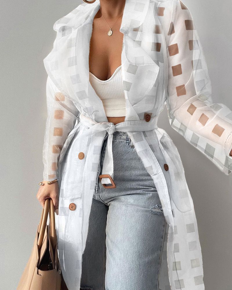 Women's see-through mesh lace windbreaker_voghion.com
