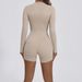 European And American Open Collar Zipper Long Sleeve Jumpsuit Dance Fitness Sports One-piece Bodysuit Sexy Tight-fitting_voghion.com