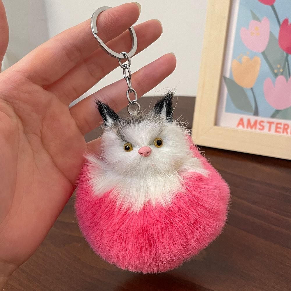 Niedliche umweltfreundliche Plüsch realistische Katze Tier Figur Schlüsselanhänger Rucksack Anhänger Geschenk_voghion.com