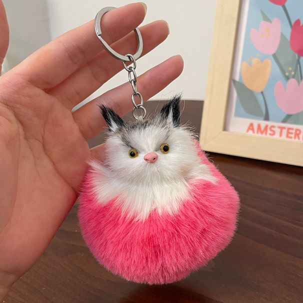 Niedliche umweltfreundliche Plüsch realistische Katze Tier Figur Schlüsselanhänger Rucksack Anhänger Geschenk_voghion.com