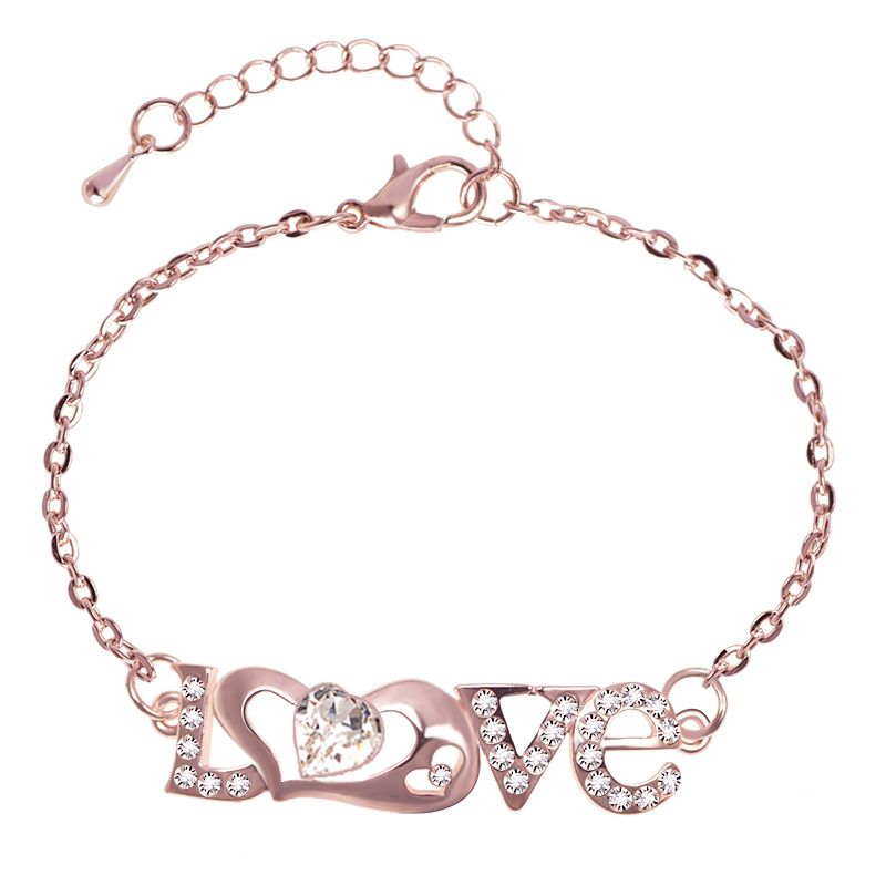 Nieuwe Rose Gold Sieraden Eenvoudige Armband LIEFDE Hart Vrouwen Dragen Armband Stijl Sieraden Fabriek Directe Verkoop_voghion.com