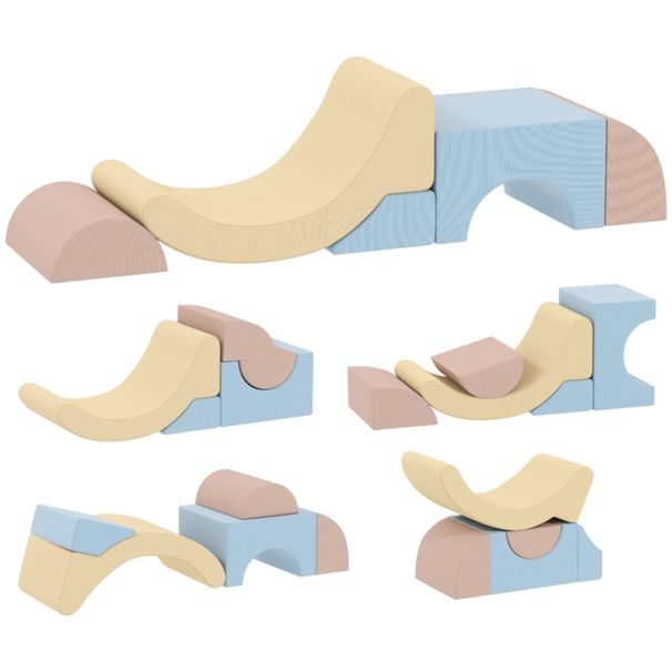 Set da 5 pezzi Schaumstoff-Kletterblöcke, Cordbezug, Leichtes Gewicht, Zum Bauen, Krabbeln, Klettern, Bunt_voghion.com