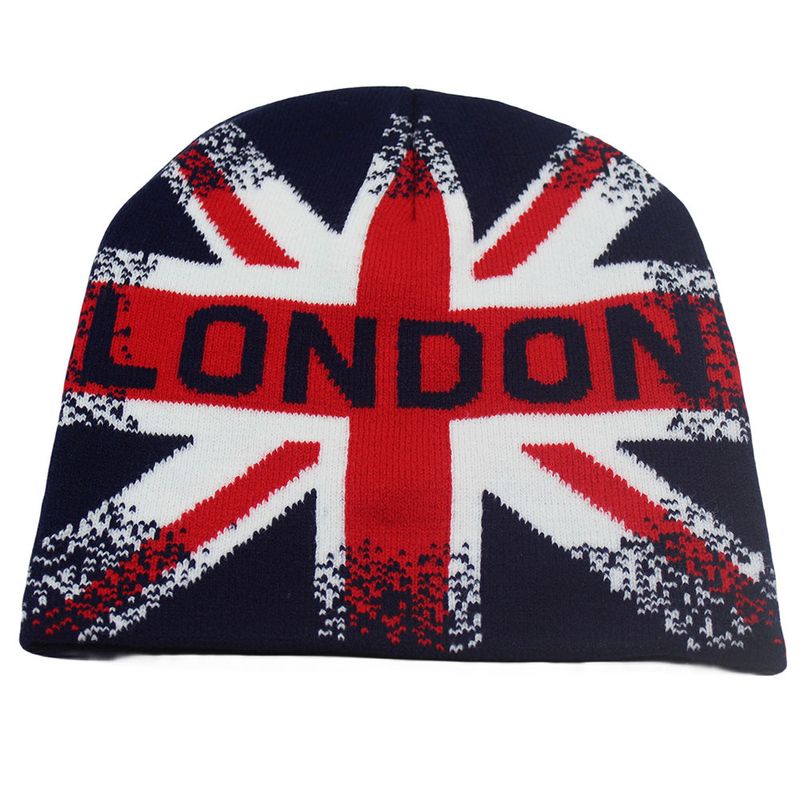 Yeni İngiliz Bayrağı Birleşik Krallık Jakarlı Örgü Sonbahar Kış Unisex Moda Sokak Sıcak Yün Soğuk Şapka_voghion.com