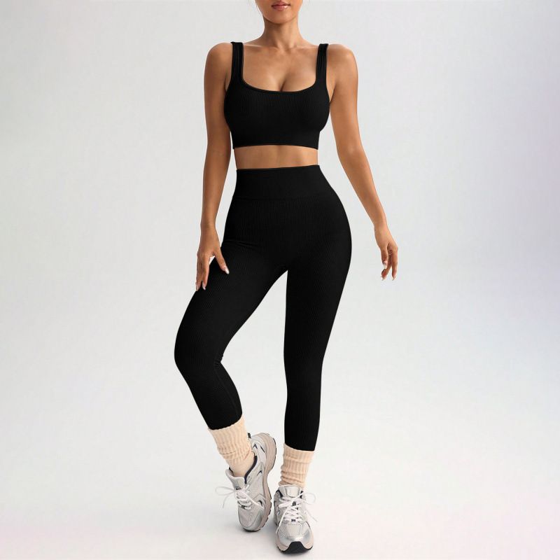 Quick-Drying Clothing Set Shockproof Sports Bra Vest Yoga Pants Fitness Trousers_voghion.com