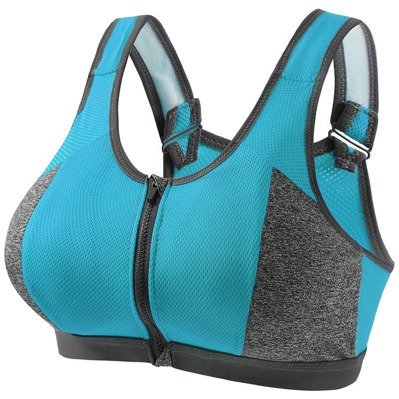 Front Zipper Bra Fitness Running High-strength Shock-absorbing Yoga Vest No Steel Ring Gathering Sports Bra_voghion.com