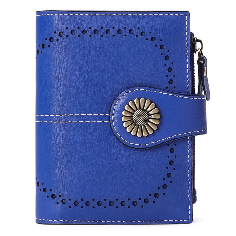 Short Waxed Leather Coin Purse Zipper Card Bag Wallet Women_voghion.com