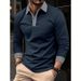 Polo casual con stampa a contrasto a maniche lunghe primaverile e autunnale da uomo 2023_voghion.com