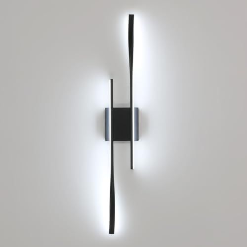 GOECO Modernes Wandleuchtendesign, Farbe Schwarz, 80 x 12 x 5 cm, weißes Licht 26 W, perfekt für geräumige und moderne Räume_voghion.com
