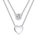 Collana a strati con zirconi a forma di cuore in argento Sterling S925_voghion.com