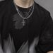 Collana a doppio strato con croce per uomo, stile coreano elegante e alla moda, personalità semplice e fredda, bello e versatile._voghion.com