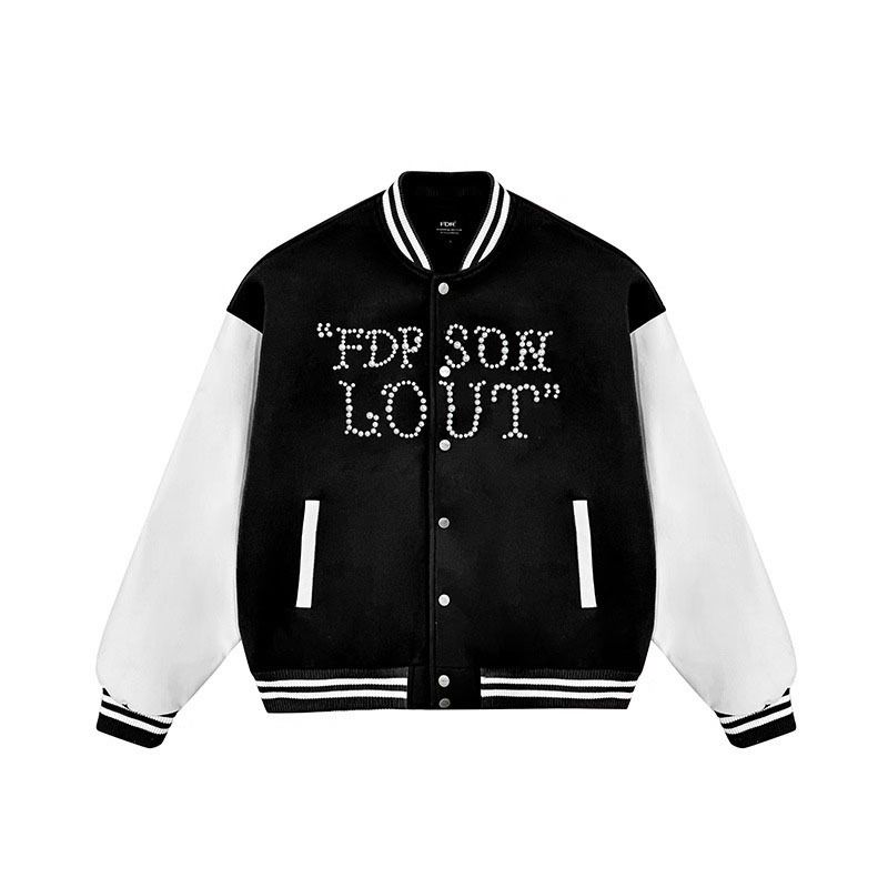 Pearl Buttoned Baseball Jacket Men's 2025 Spring And Autumn New Loose Trend Jacket Tops Couple Wear_voghion.com