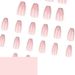 Foglio per unghie rimovibile indossabile nudo francese rosa scintillante con balletto corto, prodotto finito_voghion.com