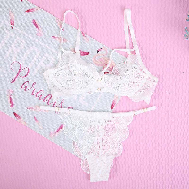 Women's clothing Black single-layer thin lace sexy bra for women, transparent sexy briefs, thong seamless sexy underwear set_voghion.com
