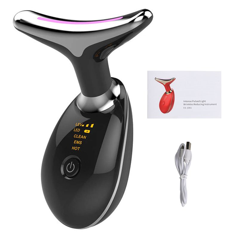 Neck Facial Lifting Device EMS Microcurrent LED Photon Therapy Vibration Face Massager Anti Wrinkles Tightening  Skin Care Tools_voghion.com