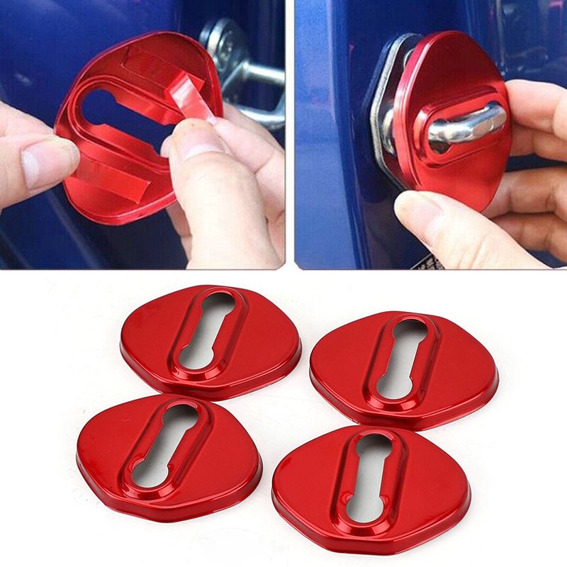4Pcs Red Carbon Fiber Style Door Lock Capa protetora de fivela guarnição adequada para Honda CR-V 2007-2017 2018 2019 2020 2021 2022_voghion.com