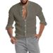 Cotton Linen Hot Sale Men's Long-Sleeved Shirts Summer Solid Color Stand-Up Collar Casual Beach Style Plus Size_voghion.com
