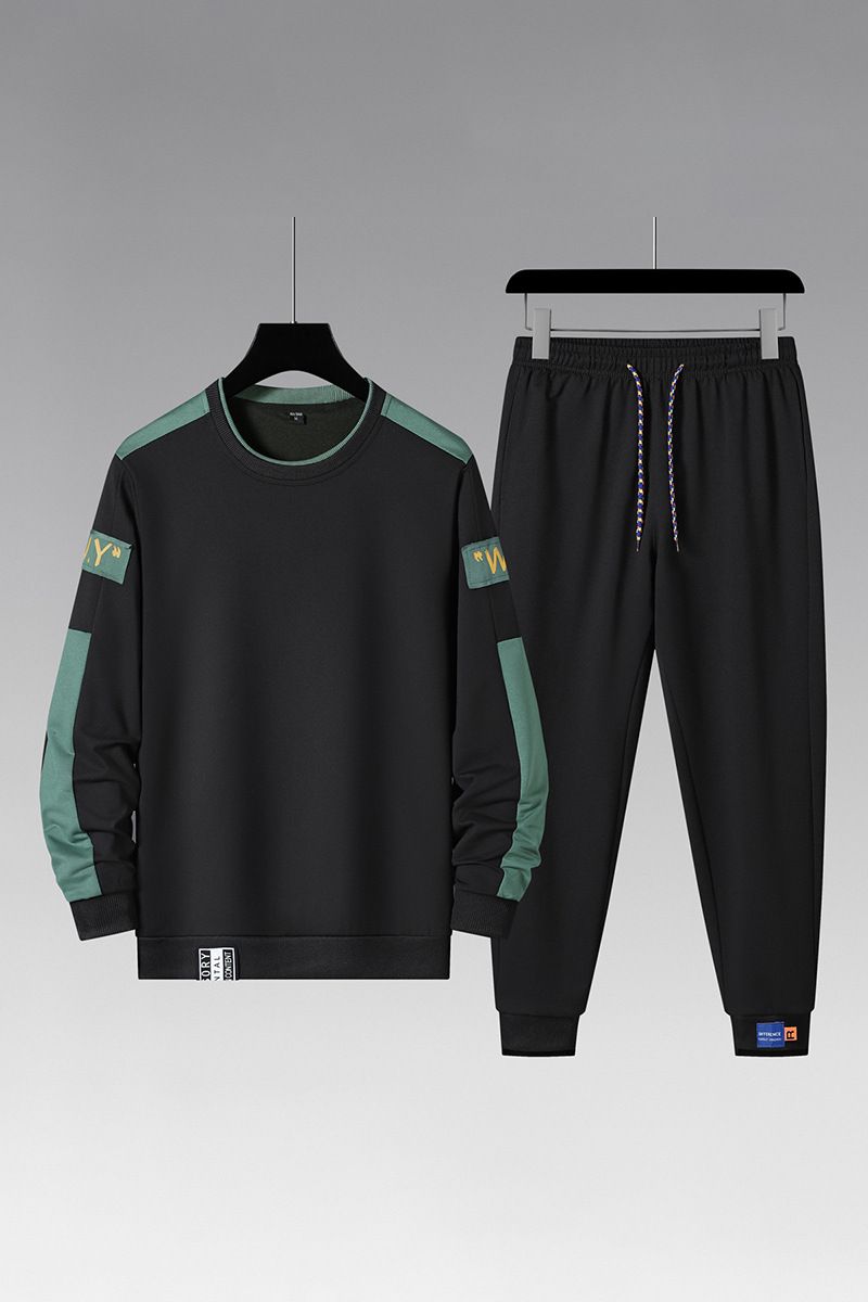 Ανδρικά ρούχα Ανδρικό casual αθλητικό κοστούμι ανδρικό μακρυμάνικο παντελόνι σετ δύο τεμαχίων με ραφές αντίθεσης χρώματος ανδρικό φούτερ μπλουζάκι με στρογγυλή λαιμόκοψη_voghion.com