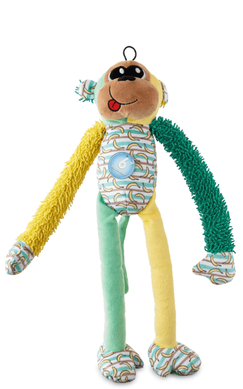 Vibrant Life Multicrew Monkey Plush Dog Toy, Six Squeakers, 18'_voghion.com