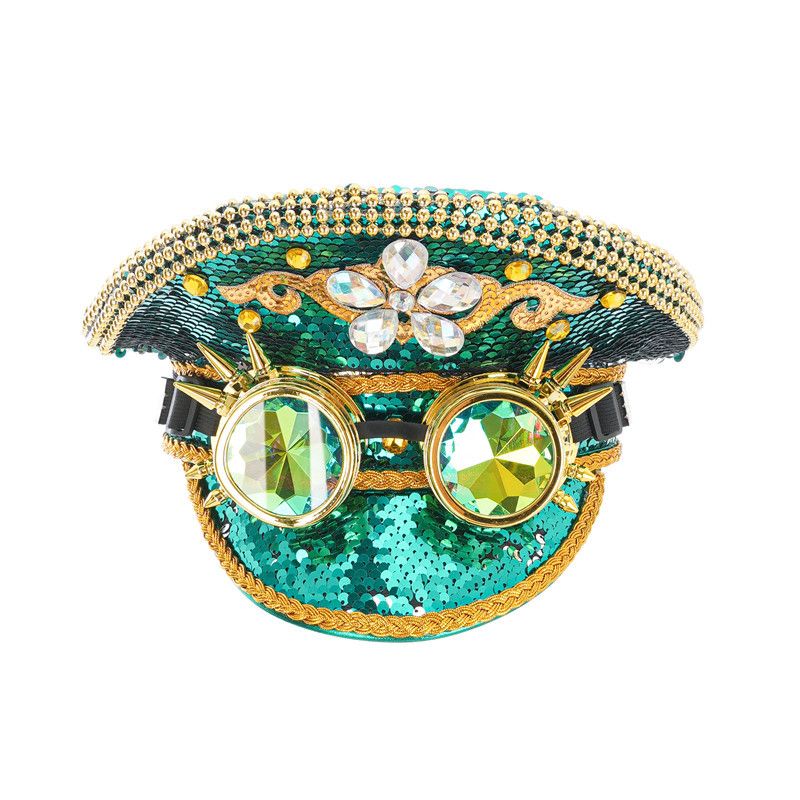 Chapeau de performance à large bord pour discothèque, thème de bar cosplay, punk, rivet, fan de l'armée_voghion.com