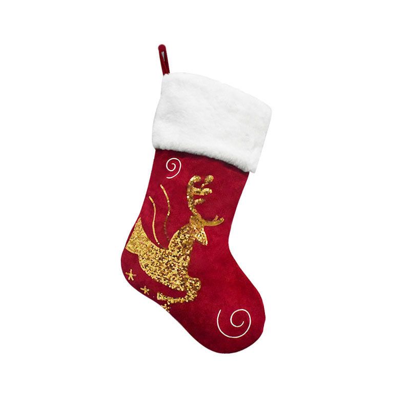 Noel çorapları hediye çantası geyik pazen işlemeli Noel çorapları Noel hediyeleri Noel kolyesi_voghion.com