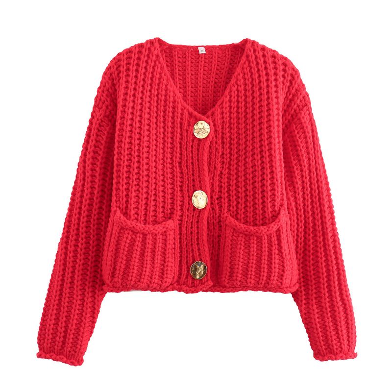 Damenbekleidung Herbst 2024 neue Street Fashion Rundhals dicke Nadel kurze Jacke_voghion.com