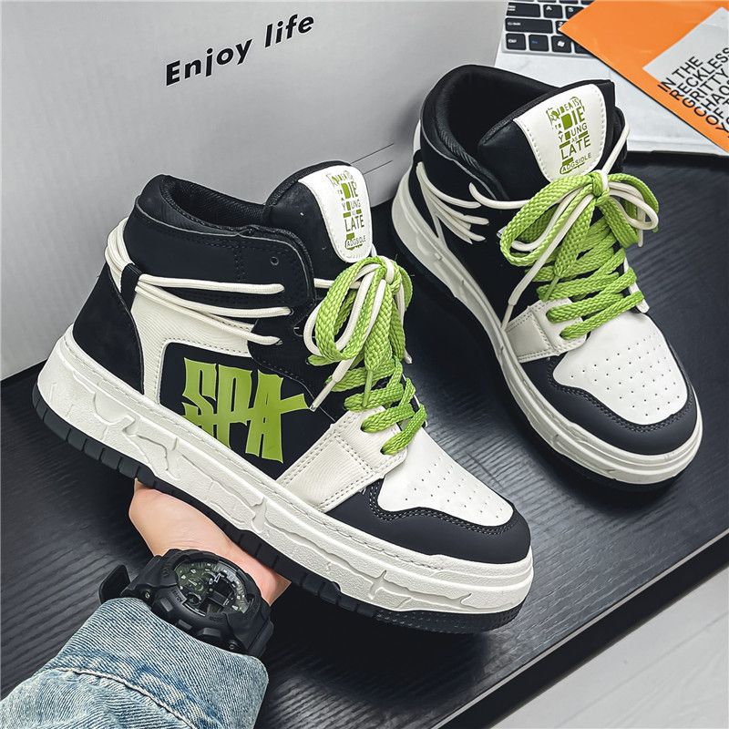 Grenzüberschreitende Schuhe für Herren, dickbesohlte und vielseitig einsetzbare weiße High-Top-Schuhe, neue Freizeitschuhe, Sportschuhe, trendige Sneaker_voghion.com