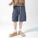 Cargo-Jeansshorts, lockere, gerade Hose für Herren im Sommer, trendiger Marken-Elastikbund, lässige Cropped-Hose in großen Größen_voghion.com