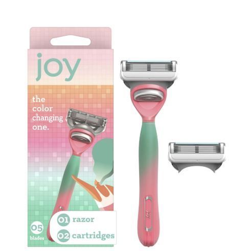joy Female Razor Handle And 2 Blade Refill Cartridges, Color-changing_voghion.com