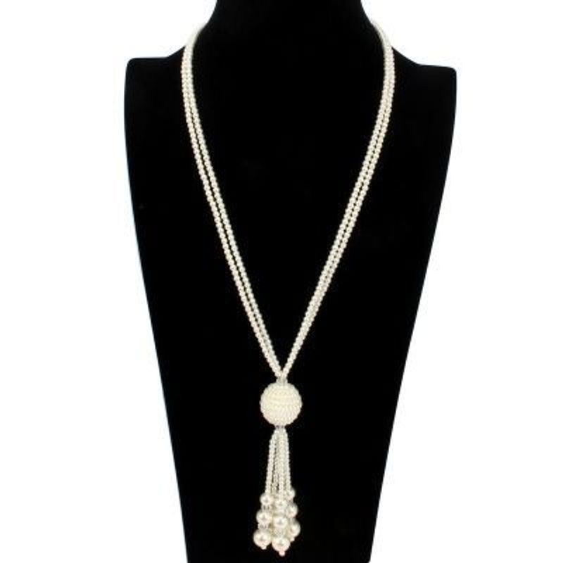 [Xiangxi] Korean version of fashionable pearl tassel sweater chain long autumn and winter necklace temperament item_voghion.com