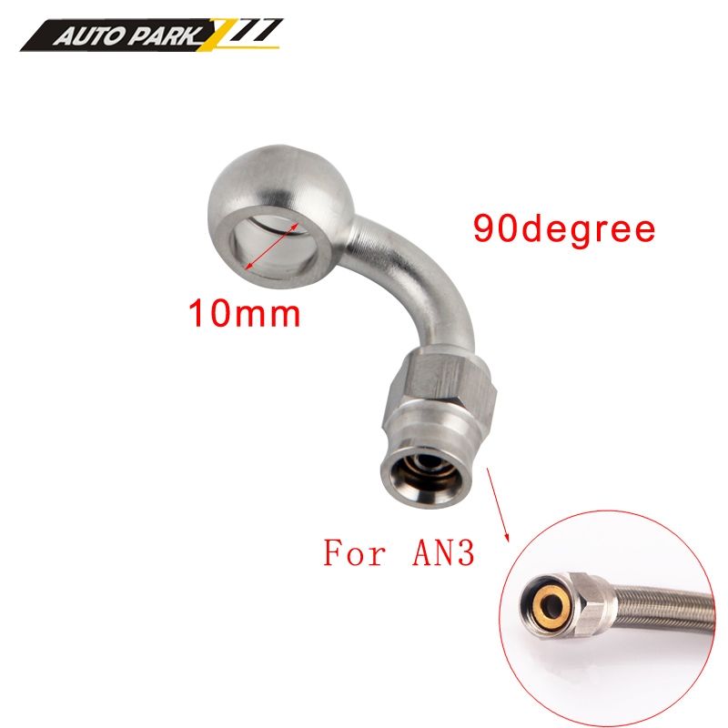 AN3 AN 10mm Stainless Steel 90 Degree Banjo Eye Brake Hose Fitting PTFE Ends Adapter For Auto Car_voghion.com