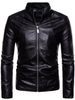 Men'S Casual Jacket With Stand-Up Collar Zipper Closure - Softshell Synthetic, Regular Fit, Solid Black, Spring & Autumn_voghion.com