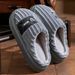 Plush Fleece-Lined Slippers For Women & Men, Non-Slip PVC Sole, Cozy Indoor/Outdoor House Shoes With Striped & Hexagon Stitching Designs_voghion.com