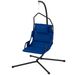 Hammock Chair With Stand And PA Coating Cushion, Hanging Swing Chair With Steel Frame For Indoor And Outdoor, Dark Blue_voghion.com