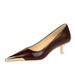 Women's shoes Thin heel metal pointed shallow shave slim spring and autumn women's single shoes_voghion.com
