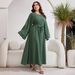 Muslimische Frauen Einfarbig Flare Ärmel Abaya Kleid Kaftan Robe Femme Kleidung MSL129_voghion.com
