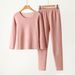 Silk seamless thermal underwear women's autumn clothes and pants with thick velvet round neck winter base two-piece set_voghion.com