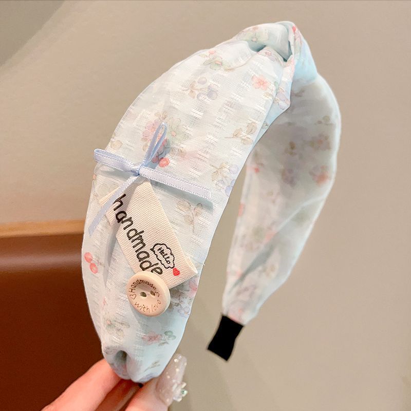 Button Broken Hair Headband Female Sweet Wide Rim Versatile Bow Headgear Hair Carson New Pressure Hair Out Headband_voghion.com
