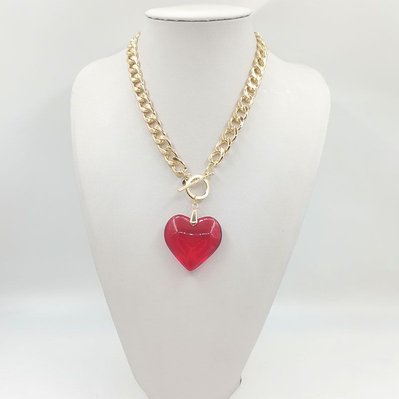 Hartvormige glazen hanger Valentijnsdag ketting Unieke romantische mode Veelzijdig handgemaakt_voghion.com