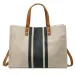 Trendy Bags: Women's Striped Canvas Briefcase Tote Bag With Shoulder Strap - Single Shoulder, Large Capacity,_voghion.com