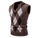 Gilet in maglia Argyle da uomo – Maglione senza maniche slim fit con scollo a V_voghion.com