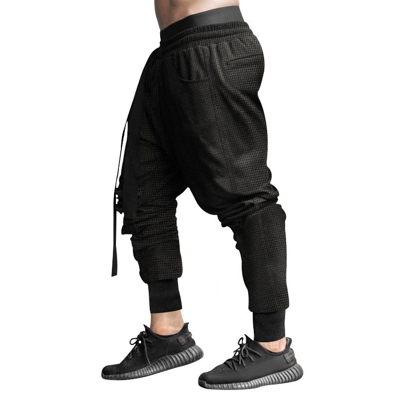 Man's clothing Men's casual pants Hip hop solid color youth baggy slacks corset pants_voghion.com