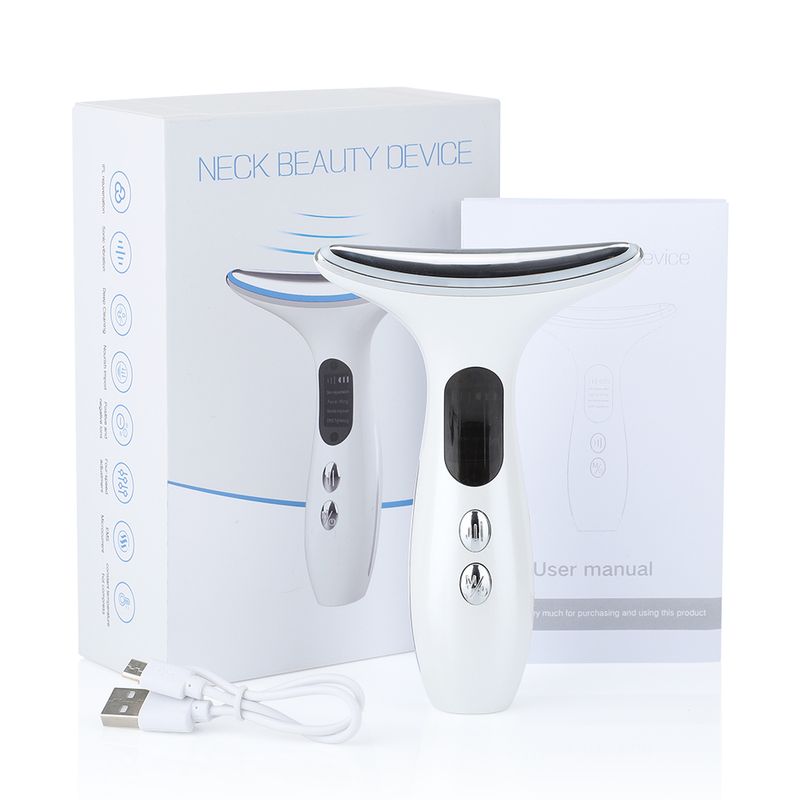 Dispositivo de belleza facial para cuello, terapia de fotones Led de 3 colores, reductor giratorio, mentón doble, cuidado de la piel antiarrugas, 2024_voghion.com