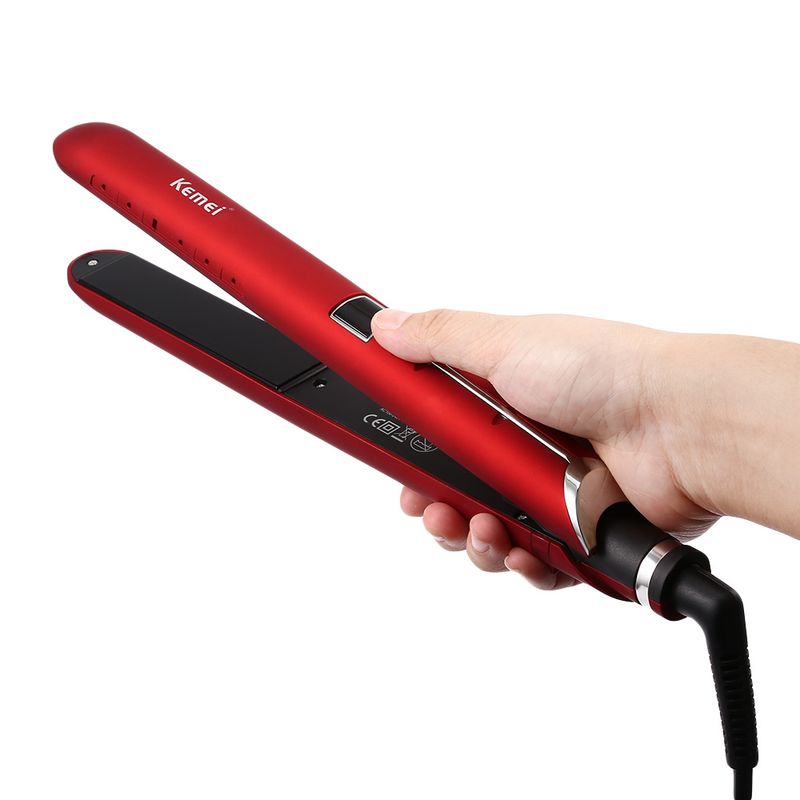 Kemei-2205 plaukų tiesintuvas ir garbanojimo žnyplės su keramine danga_voghion.com