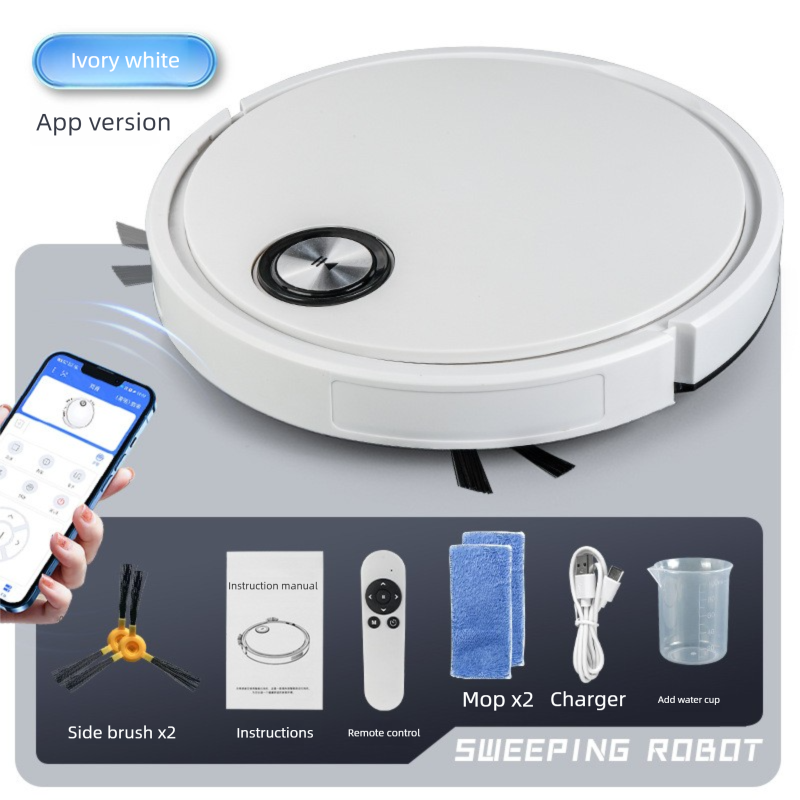 Fully Automatic Home Smart Sweeping Mopping Vacuuming 3-in-1 Robot With Water Tank And APP Remote Control_voghion.com